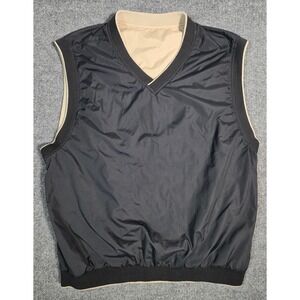 Wedge Mens Reversible Golf‎ Wind Vest Black Tan V-Neck Pullover Size XL
